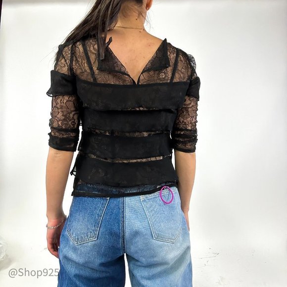 BCBG maxazria heelsWomen's Half Sleeves  Black Blouse - Picture 4 of 4